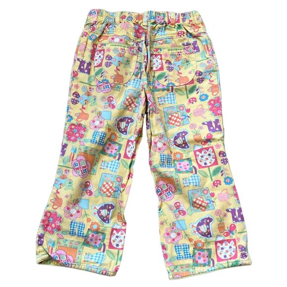 Talbots Kids Collage Print Spring Plants Design Yellow Girls Vintage Pants 6 - Picture 2 of 7